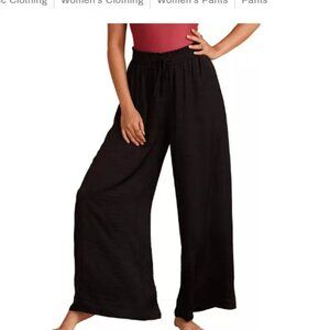 Summersalt Palazzo Pants with Ties in Sea Urchin (Black) - Ladies S